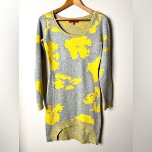 Wow Couture Long Sleeve Sweater Dress Yellow and Gray Maximalist Mod Size Medium